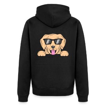 Labrador - Unisex Premium Organic Zip Hoodie - black - Back - Nico (187cm)