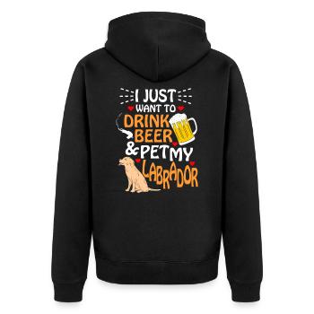 Labrador - Unisex Premium Organic Zip Hoodie - black - Back - Nico (187cm)
