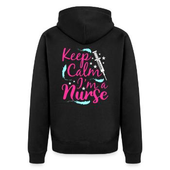Krankenschwester - Unisex Premium Bio Zip Hoodie - Schwarz - Hinten - Nico (187cm)