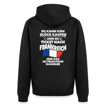 Frankreich - Unisex Premium Bio Zip Hoodie - Schwarz - Hinten - Nico (187cm)