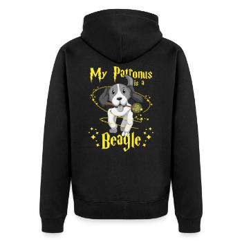 Beagle - Unisex Premium Bio Zip Hoodie - Schwarz - Hinten - Nico (187cm)