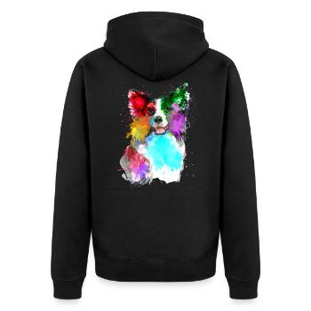 Border Collie - Unisex Premium Organic Zip Hoodie - black - Back - Nico (187cm)