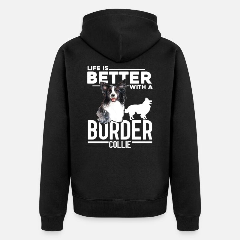 Border Collie - Veste à capuche bio Premium Unisexe - noir