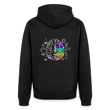Science Brain - Unisex Premium Organic Zip Hoodie - black - Back - Nico (187cm)