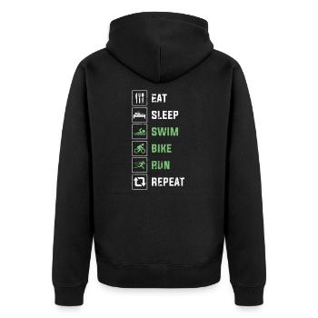 Triathlon - Unisex Premium Organic Zip Hoodie - black - Back - Nico (187cm)