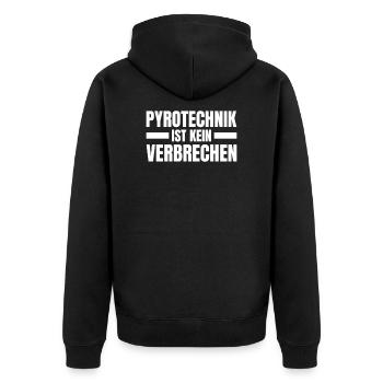 Pyrotechnik ist kein Verbrechen - Für Fußballfans - Unisex Premium Bio Zip Hoodie - Schwarz - Hinten - Nico (187cm)