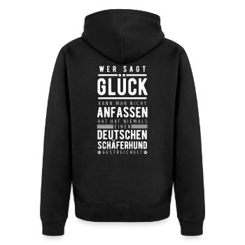 Deutscher Schäferhund - Unisex Premium Bio Zip Hoodie - Schwarz - Hinten - Nico (187cm)