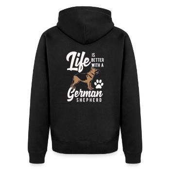 German shepherd dog - Unisex Premium Organic Zip Hoodie - black - Back - Nico (187cm)