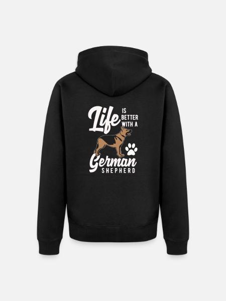 German shepherd dog - Unisex Premium Organic Zip Hoodie - black