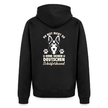 Deutscher Schäferhund - Unisex Premium Bio Zip Hoodie - Schwarz - Hinten - Nico (187cm)