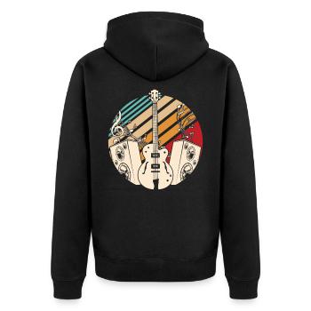 Bassgitarre - Unisex Premium Bio Zip Hoodie - Schwarz - Hinten - Nico (187cm)