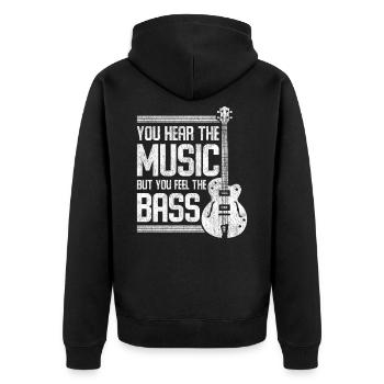 Bass Musik - Unisex Premium Bio Zip Hoodie - Schwarz - Hinten - Nico (187cm)