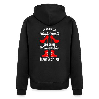Ski Ski Fahren Skifahren Lustig Winter Wintersport - Unisex Premium Bio Zip Hoodie - Schwarz - Hinten - Nico (187cm)