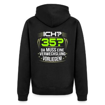 35. Geburtstag - Unisex Premium Bio Zip Hoodie - Schwarz - Hinten - Nico (187cm)
