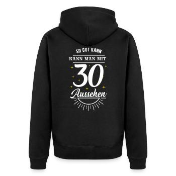 30. Geburtstag - Unisex Premium Bio Zip Hoodie - Schwarz - Hinten - Nico (187cm)