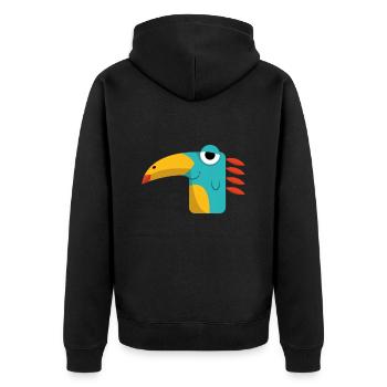 Drôle d’oiseau Dino Illustration pour les enfants - Veste à capuche bio Premium Unisexe - noir - Dos - Nico (187cm)