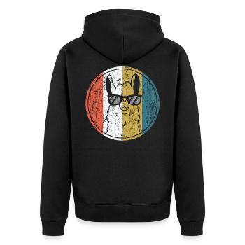 Llama Alpaca avec lunettes de soleil - Vintage Retro - Veste à capuche bio Premium Unisexe - noir - Dos - Nico (187cm)