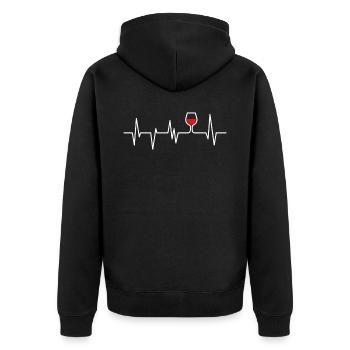Wein - Unisex Premium Bio Zip Hoodie - Schwarz - Hinten - Nico (187cm)