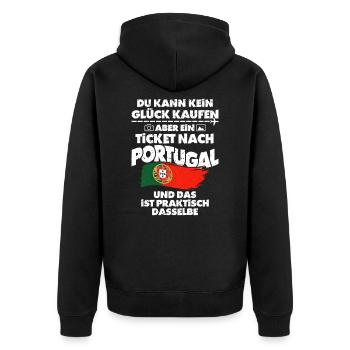 Portugal - Unisex Premium Bio Zip Hoodie - Schwarz - Hinten - Nico (187cm)