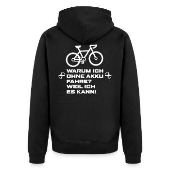 Rennrad Tshirt I Fahrradfahren Triathlon Training - Unisex Premium Bio Zip Hoodie - Schwarz - Hinten - Nico (187cm)