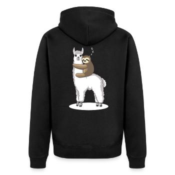 Sloth dort sur l'Alpaca Lama - cadeau - Veste à capuche bio Premium Unisexe - noir - Dos - Nico (187cm)