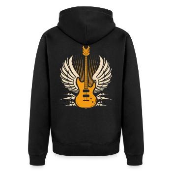 Guitar flies - Unisex Premium Organic Zip Hoodie - black - Back - Nico (187cm)
