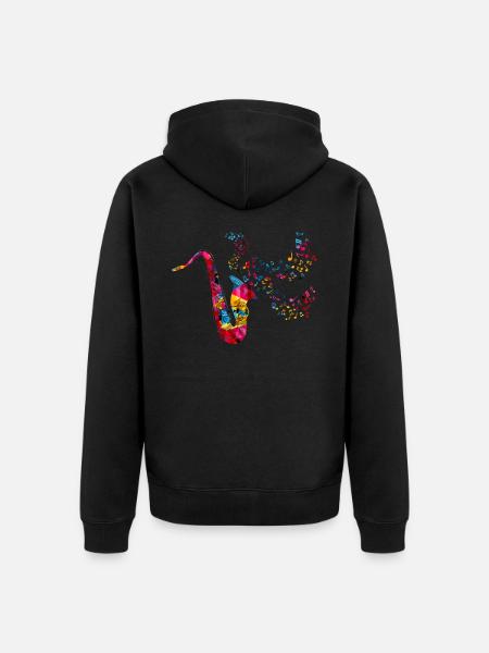 Saxophon Melodie - Unisex Premium Bio Zip Hoodie - Schwarz
