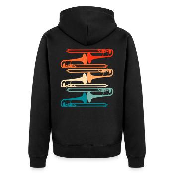 Posaune Musiker - Unisex Premium Bio Zip Hoodie - Schwarz - Hinten - Nico (187cm)