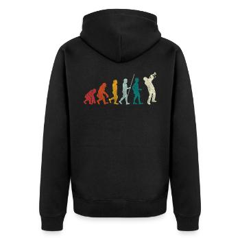 Trumpet evolution - Unisex Premium Organic Zip Hoodie - black - Back - Nico (187cm)