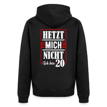 20. Geburtstag - Unisex Premium Bio Zip Hoodie - Schwarz - Hinten - Nico (187cm)