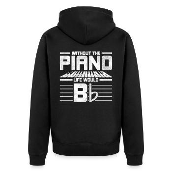 Klavier Leben - Unisex Premium Bio Zip Hoodie - Schwarz - Hinten - Nico (187cm)