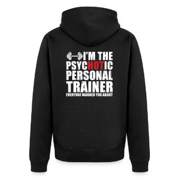 Personal Trainer Geschenkidee - Unisex Premium Bio Zip Hoodie - Schwarz - Hinten - Nico (187cm)