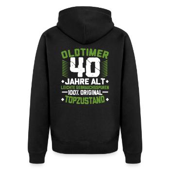 40. Geburtstag - Unisex Premium Bio Zip Hoodie - Schwarz - Hinten - Nico (187cm)