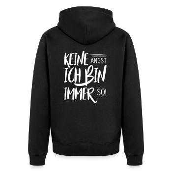 lustiger spruch - Unisex Premium Bio Zip Hoodie - Schwarz - Hinten - Nico (187cm)
