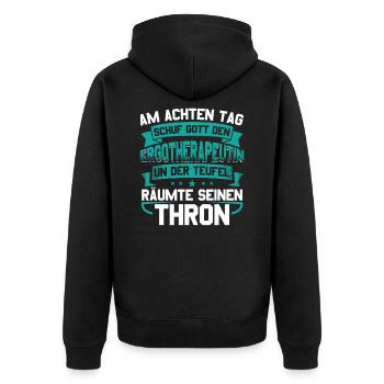 Ergotherapeutin Ergotherapie Geschenk - Unisex Premium Bio Zip Hoodie - Schwarz - Hinten - Nico (187cm)