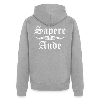 Sapere Aude - lateinisches Sprichwort - Unisex Premium Bio Zip Hoodie - Grau meliert - Hinten - Nico (187cm)