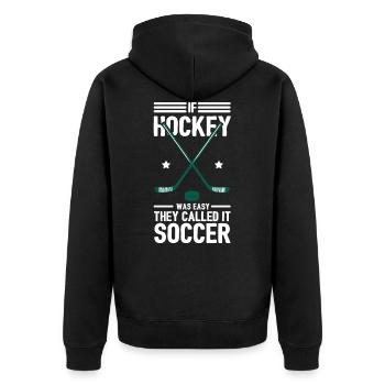 Hockey - Unisex Premium Bio Zip Hoodie - Schwarz - Hinten - Nico (187cm)