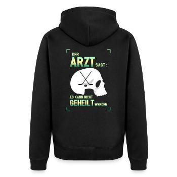 Hockey - Unisex Premium Bio Zip Hoodie - Schwarz - Hinten - Nico (187cm)