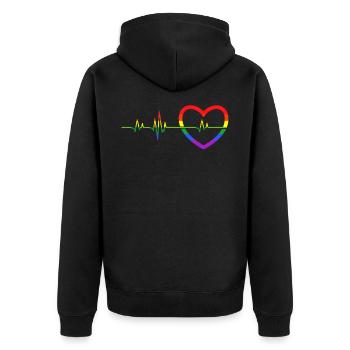 LGBT pulse heart - Unisex Premium Organic Zip Hoodie - black - Back - Nico (187cm)