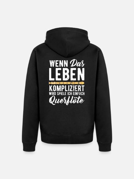 Querflöte - Unisex Premium Bio Zip Hoodie - Schwarz