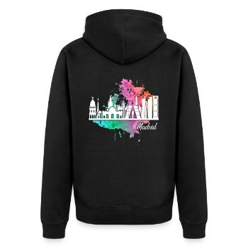 Madrid - Unisex Premium Bio Zip Hoodie - Schwarz - Hinten - Nico (187cm)