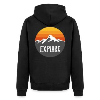 mountain sun explorer - Unisex Premium Organic Zip Hoodie - black - Back - Nico (187cm)