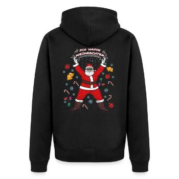 Ich Hasse Weihnachten Weihnachtsmann Geschenk - Unisex Premium Bio Zip Hoodie - Schwarz - Hinten - Nico (187cm)