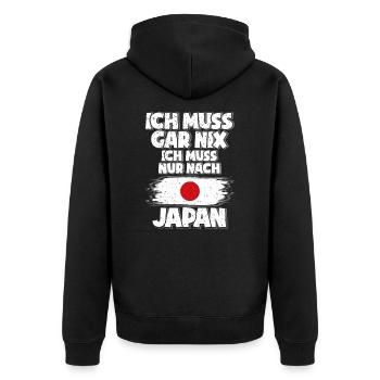 Japan - Unisex Premium Bio Zip Hoodie - Schwarz - Hinten - Nico (187cm)