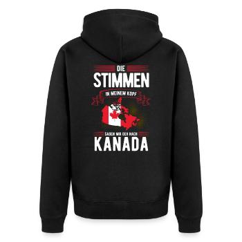 Kanada - Unisex Premium Bio Zip Hoodie - Schwarz - Hinten - Nico (187cm)