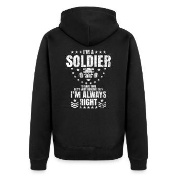 Soldat Militär Bund Geschenk - Unisex Premium Bio Zip Hoodie - Schwarz - Hinten - Nico (187cm)