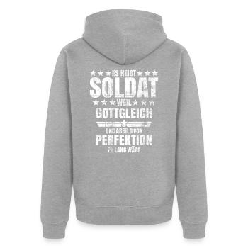 Soldat Militär Bund Geschenk - Unisex Premium Bio Zip Hoodie - Grau meliert - Hinten - Nico (187cm)