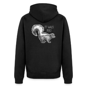 Stinktier Pupsen - Unisex Premium Bio Zip Hoodie - Schwarz - Hinten - Nico (187cm)