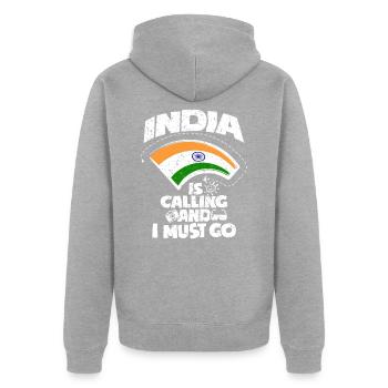 Inde - Veste à capuche bio Premium Unisexe - gris chiné - Dos - Nico (187cm)
