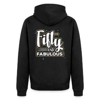 50th birthday - Unisex Premium Organic Zip Hoodie - black - Back - Nico (187cm)